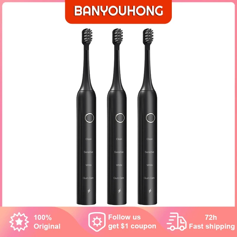 Electric Sonic Toothbrush A114 USB Rechargeable Adult Waterproof Timer Electronic Tooth Brushes Replacement Heads For Gift