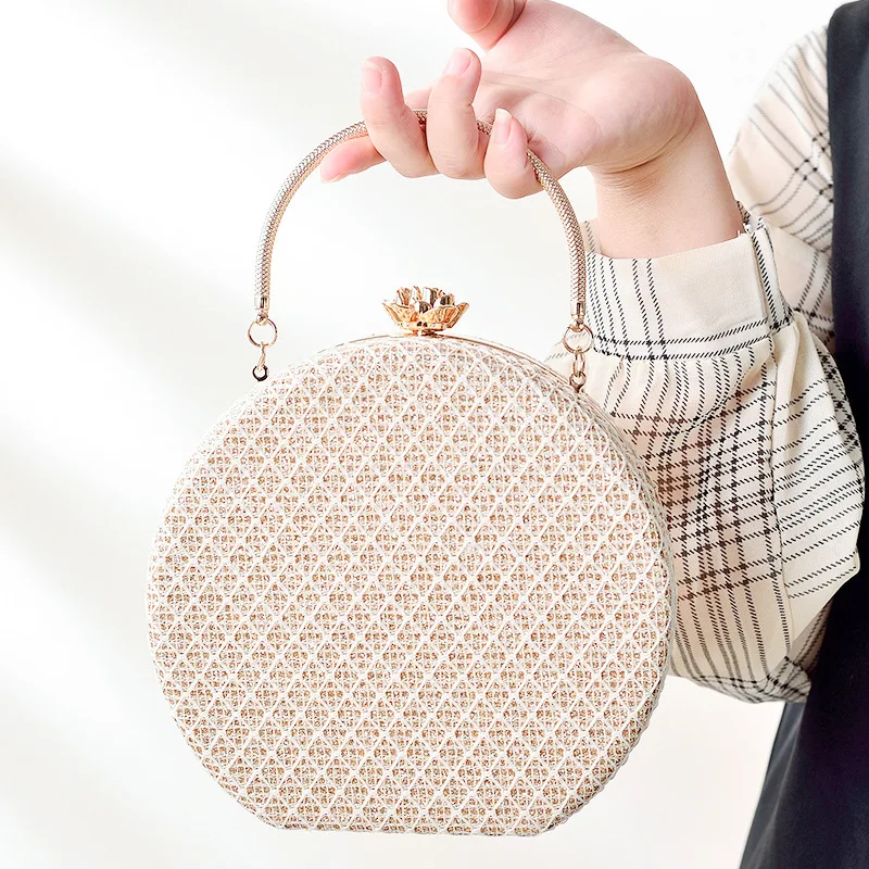 Bolso de cena de estilo americano con correa de cadena, bandolera personalizada creativa, pequeña, redonda, acrílica