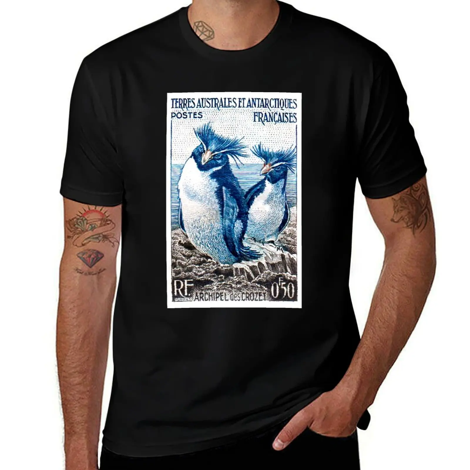 Vintage 1956 French Southern and Antarctic Lands postage stamp T-Shirt Large Size Breathable Tee T-Shirt