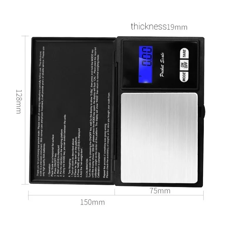 Mini Stainless Steel Electronic Scale 100g 200g 500g 1kg High Precision Digital Kitchen Scale 0.1g Gold Jewellery Weighing Scale