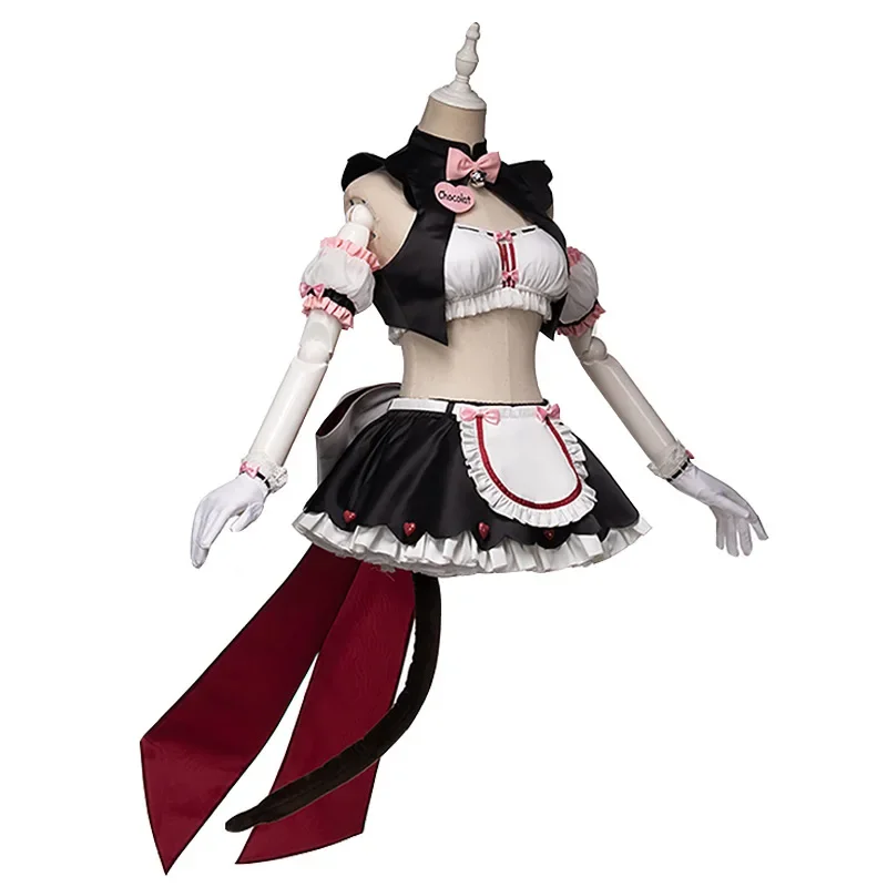 Anime Cafe Maid NEKOPARA Chocolate Vanilla Cosplay Costume Uniform Halloween Carnival Lolita Dress Long Wig