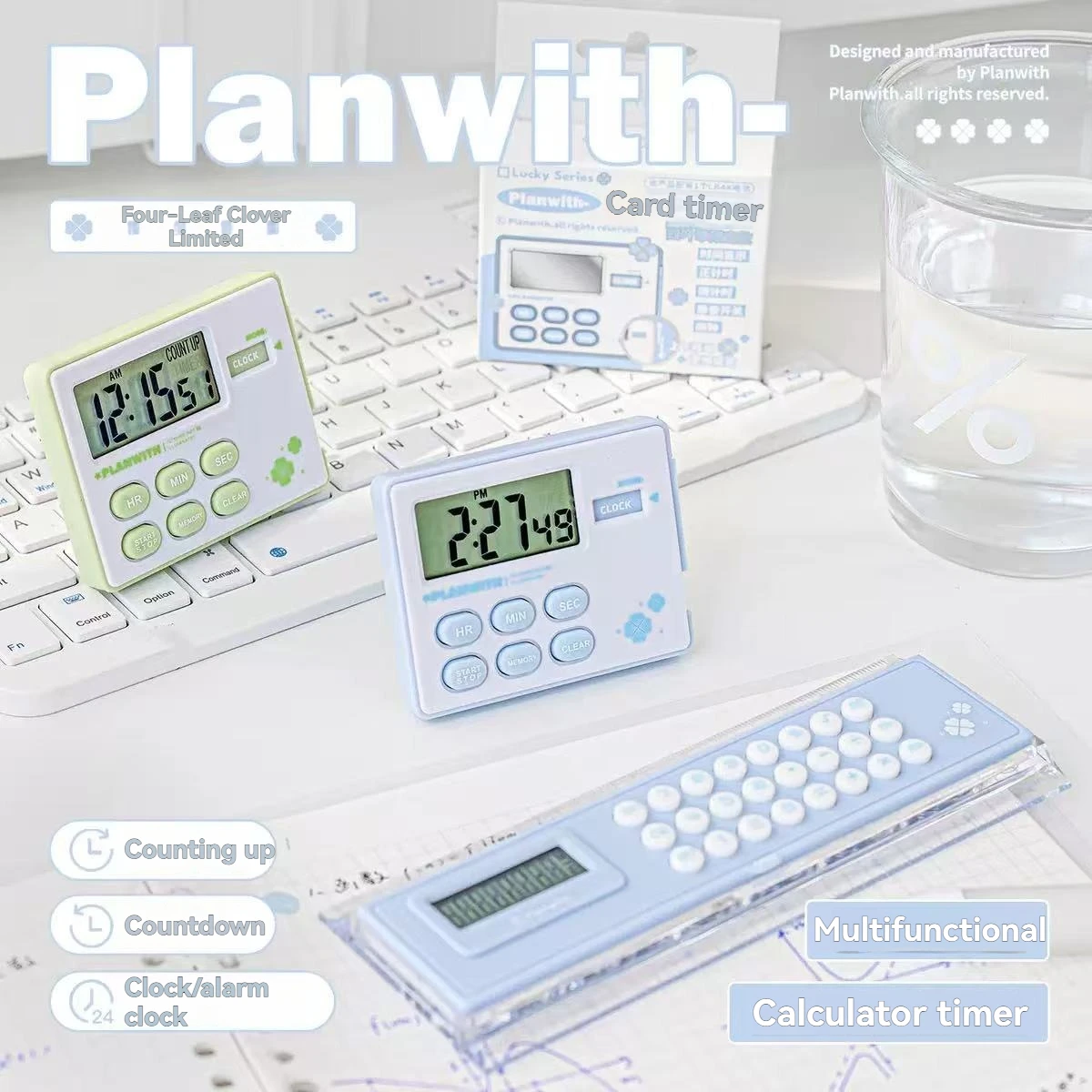 1PC Ruler Calculato Timer Student Timer Alarm Clock Reminder Magnetic Refrigerator Magnet Kitchen Timer Household Stationery