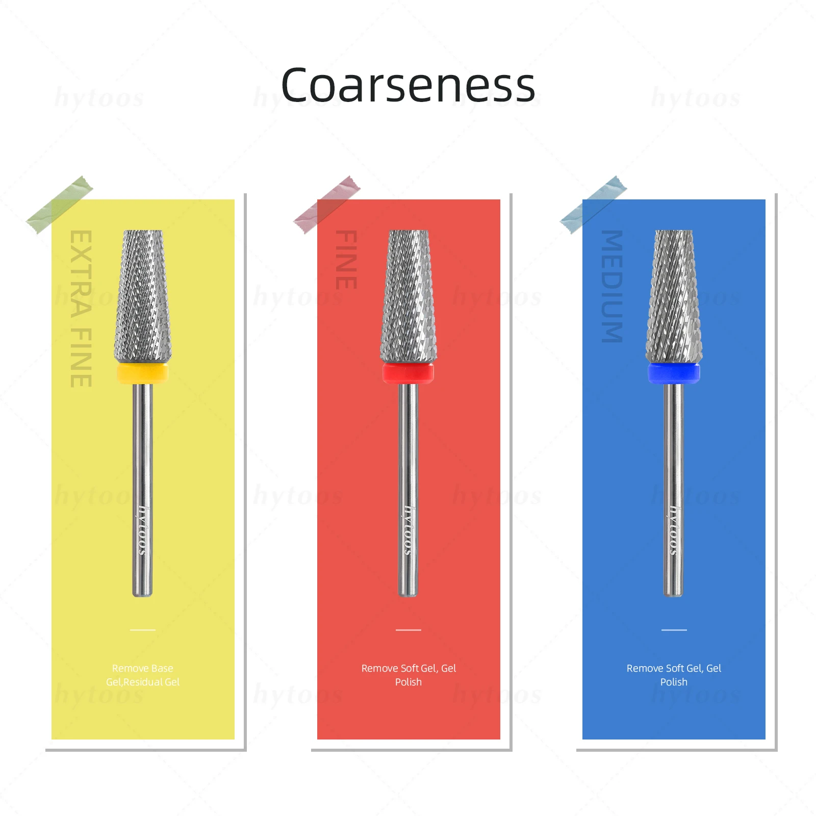 HYTOOS Flat Top Tapered 5 in 1 Nail Drill Bit Cross Teeth Carbide Nail Bits Remove Gel Electric Drills File Manicure Accessories