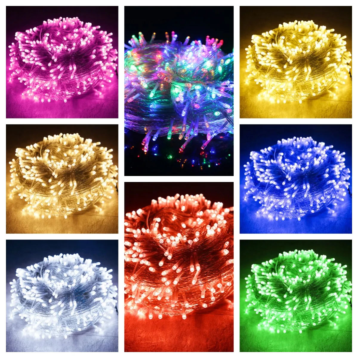 10M String US Standard 110V LED Star String Yellow Pink Green Warm Blue Red White RGB Rainproof 100 Beads String Outdoor Decor