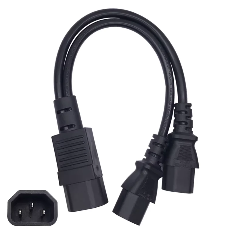 1FT 30cm Power Y Type Splitter Adapter Cable Single IEC 320 C14 Male To Dual C13 Female Short Cord For Computer Host Display