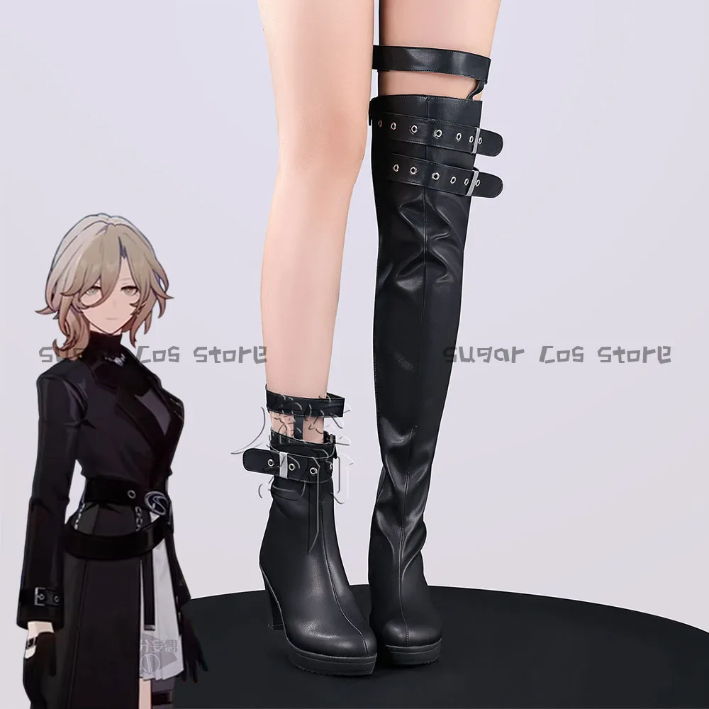 

Game Honkai: Star Rail-Kuyu • Sheriff of Anomaly Defense Cosplay Shoes Boot Black PU Leather Boots Halloween Party Props Women