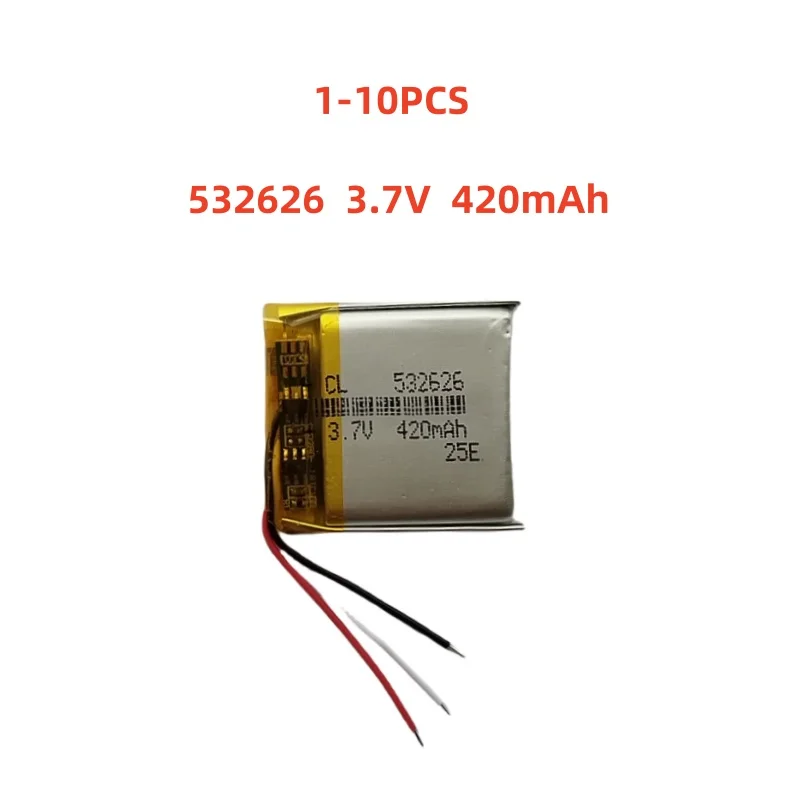 

532626 3.7V 420mAh Small Size Lipo Rechargeable Battery Lithium Polymer For MP3 Bluetooth MID headset headphone video pen