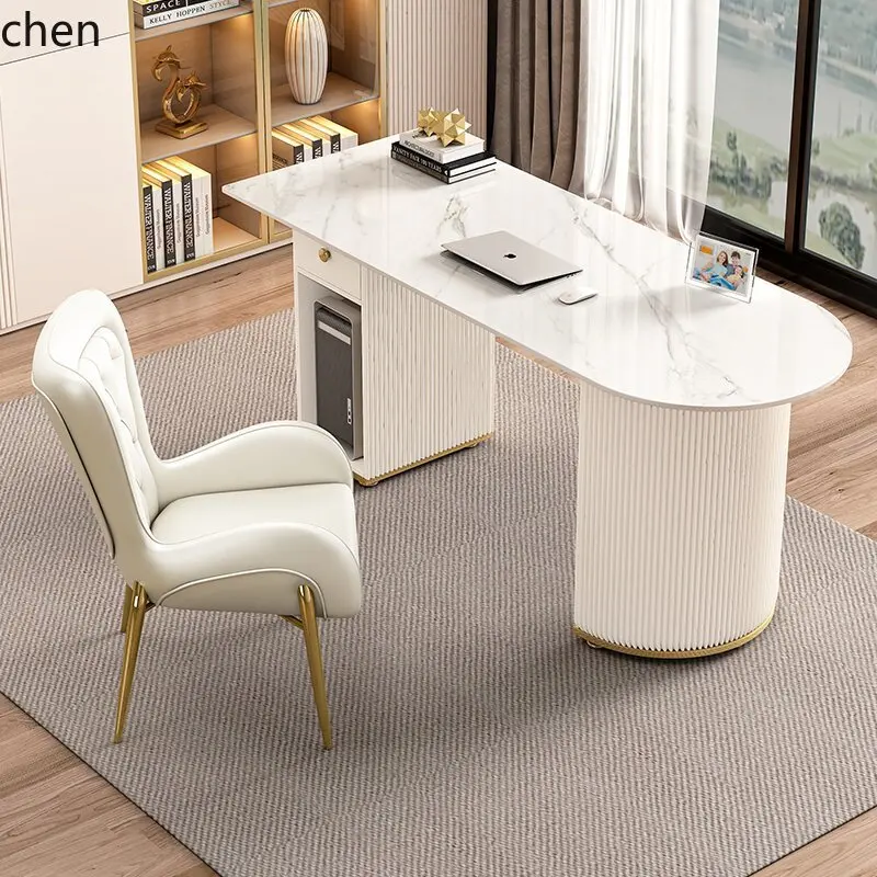 HT Beauty Salon Face-to-Face Consultation Room Reception Table and Chair Modern Minimalist Rock Board Desk Computer Office Desk