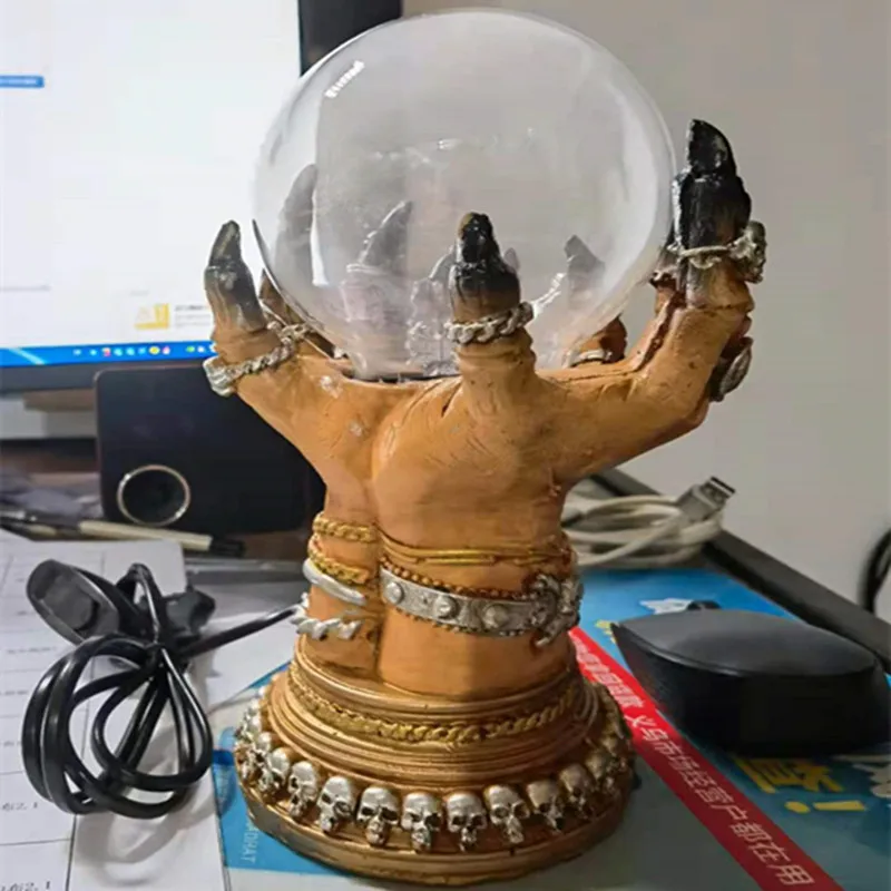 Glowing Crystal Luminous Magic Ball Creative Witch Skull Finger Magic Luminous Prop Decor Atmosphere Lamp Home Party Ornament