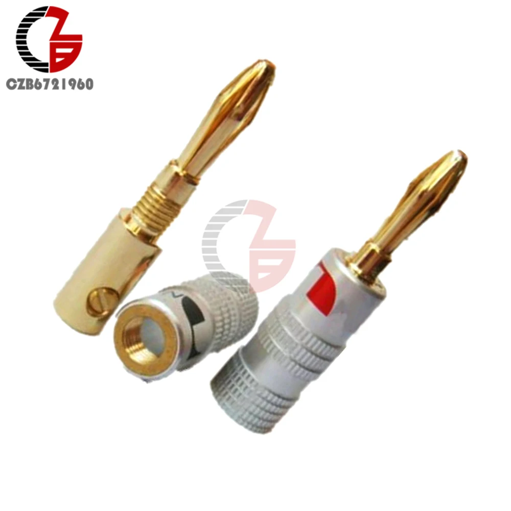 24K Gold Plated Speaker Banana Plug Pure Copper Audio Jack Sound Connector Intermediate Audio Connector