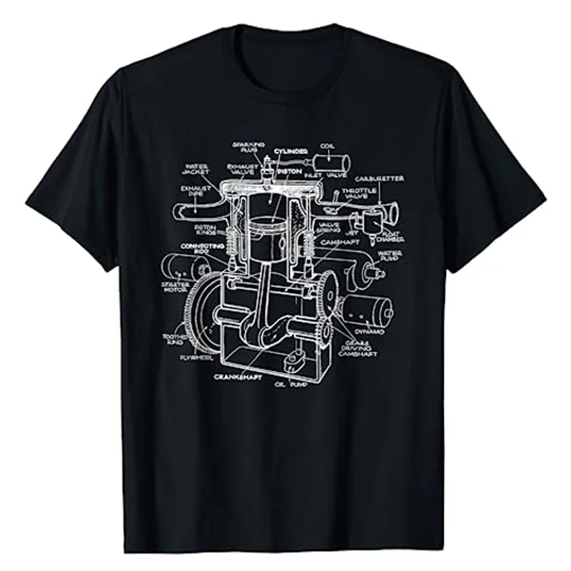 Mechanics Car Engine Pieces Cars Lovers - Muscle Cars T-Shirt Men's Fashion Clothing Carguy Graphic Tee Tops Husband Daddy Gifts