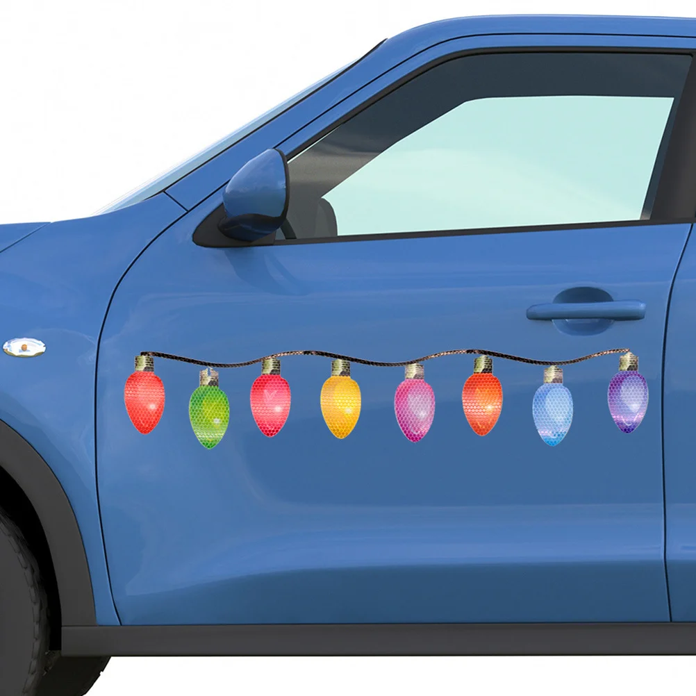 1 Set Of Reflective Light Bulb Car Magnets Colorful Christmas Decorations For Auto Refrigerator Garage Door Vehicle Sticker