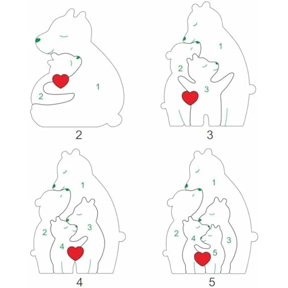 Spersonalizowane drewniane Puzzle dla samotnego niedźwiedzia z niestandardową nazwą rodziny rzeźba z okazji urodzin matki prezent dla samotnej mamy