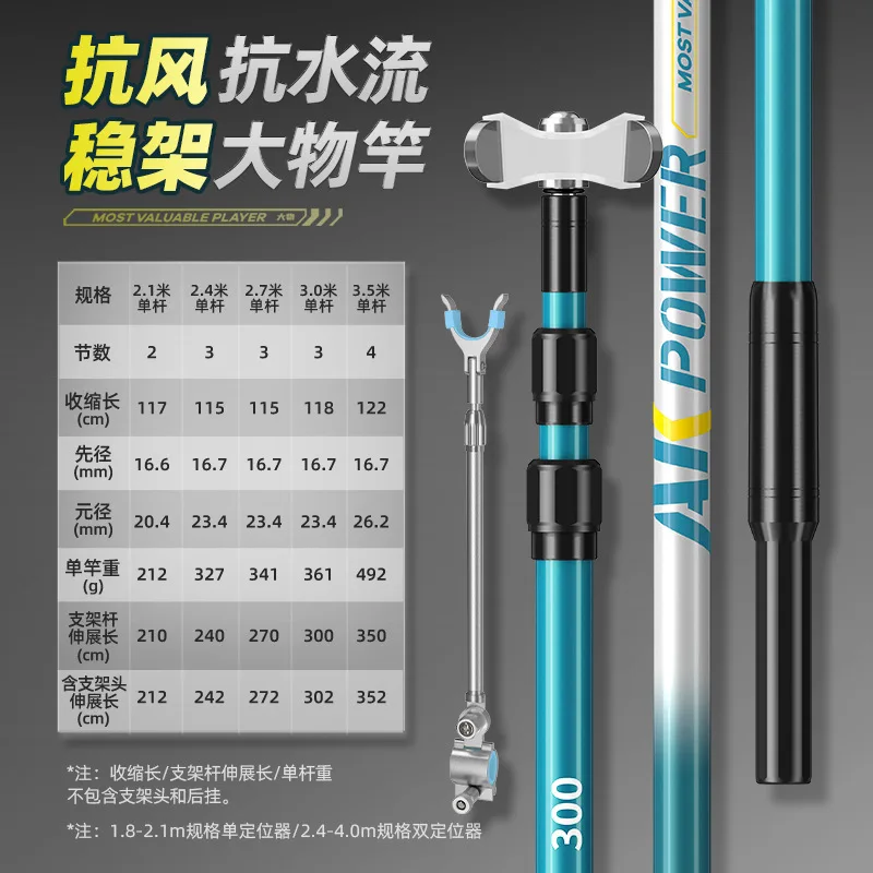 Yuzhiyanuan2.1/2.4/2.7/3.0/3.5m materiais de carbono suporte de vara de pesca suporte de torre suporte de chão telescópico rack de vara de mão