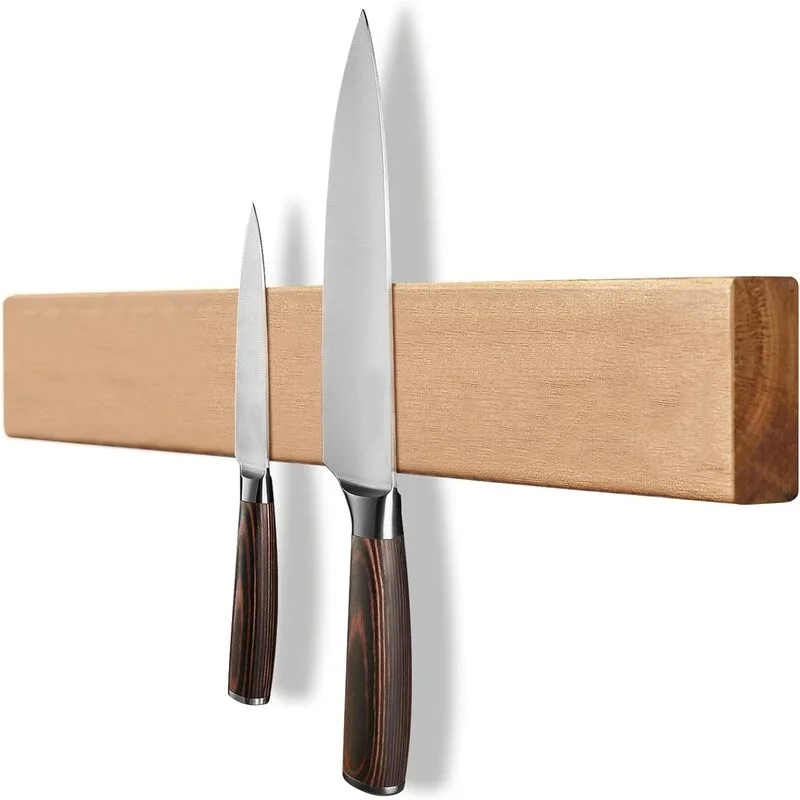 Magnetic Knife Holder for Wall 16 inch Acacia Wood Knife Strip, Powerful Magnet Knife Hanger Knife Bar for Kitchen Knives