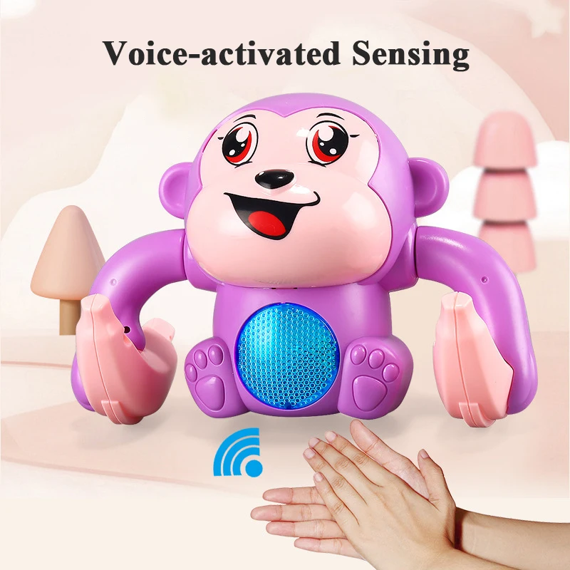 Baby Electric Tumbling Monkey with Light Music Sound Control Crawling Pet Interactive Early Educational Toys for Toddler