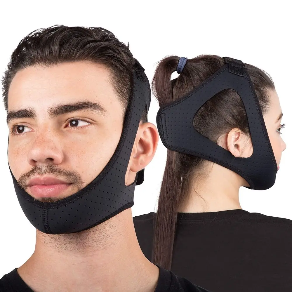 Adjustable Anti Snoring Chin Strap Mouth Shut Breathable Sleep Chin Strap Snore Reduction Comfortable Sleep Aid Strap