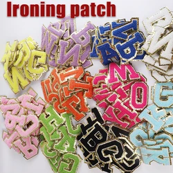 8cm Gretel Letters asciugamano da stiro ricamato Patch Badge borsa per giacca accessori per abbigliamento toppa in tessuto di ciniglia nome inglese fai da te