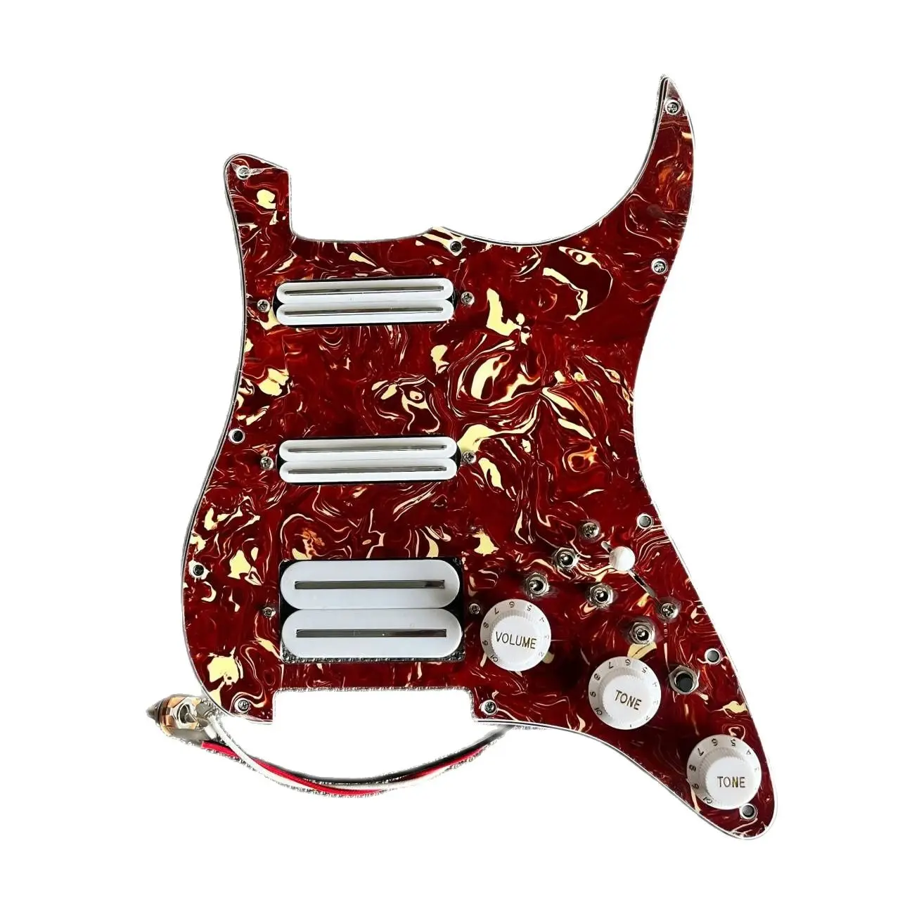 

HSS Prewired ST Guitar Pickguard Set White Mini humbucker pickups 4 Single Cut Way Coil Split Switch High Output DCR