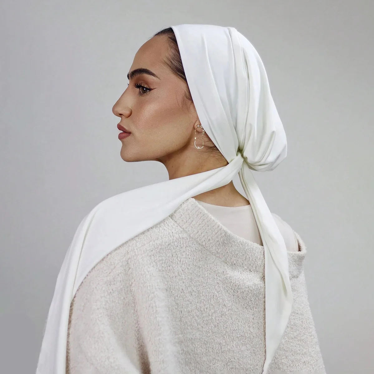 Tie Back Soild Jersey Instant Hijab for Muslim Woman Easy To Wear Turban Tube With Adjustable Straps  Lady Headband Wrap