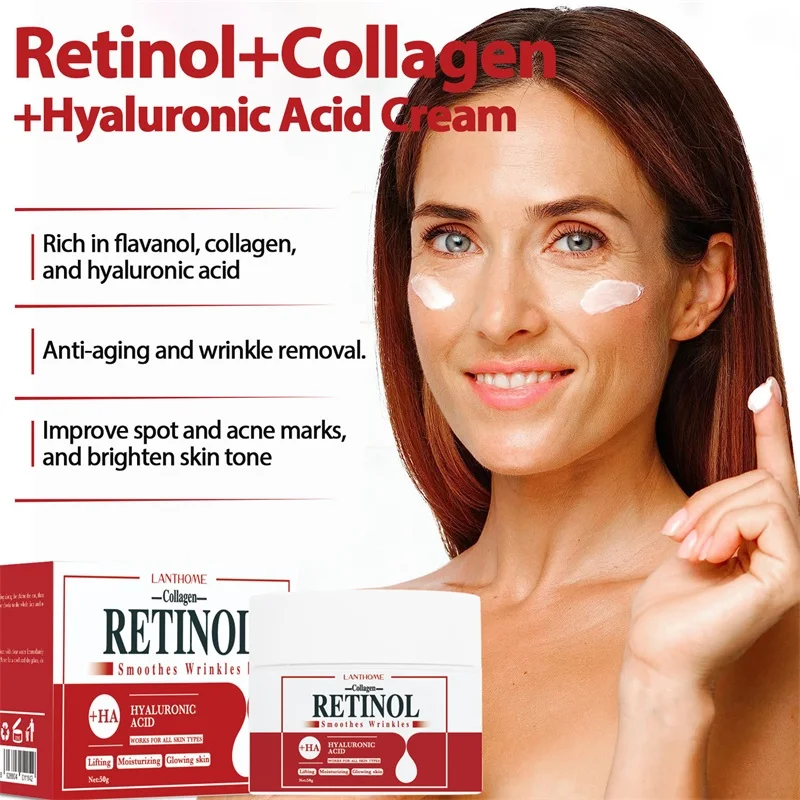 Retinol Face Whitening Cream Collagen Hyaluronic Acid 3in1 Moisturizing Remove Dark Spots Fine Line Eliminate Melanin Body Cream