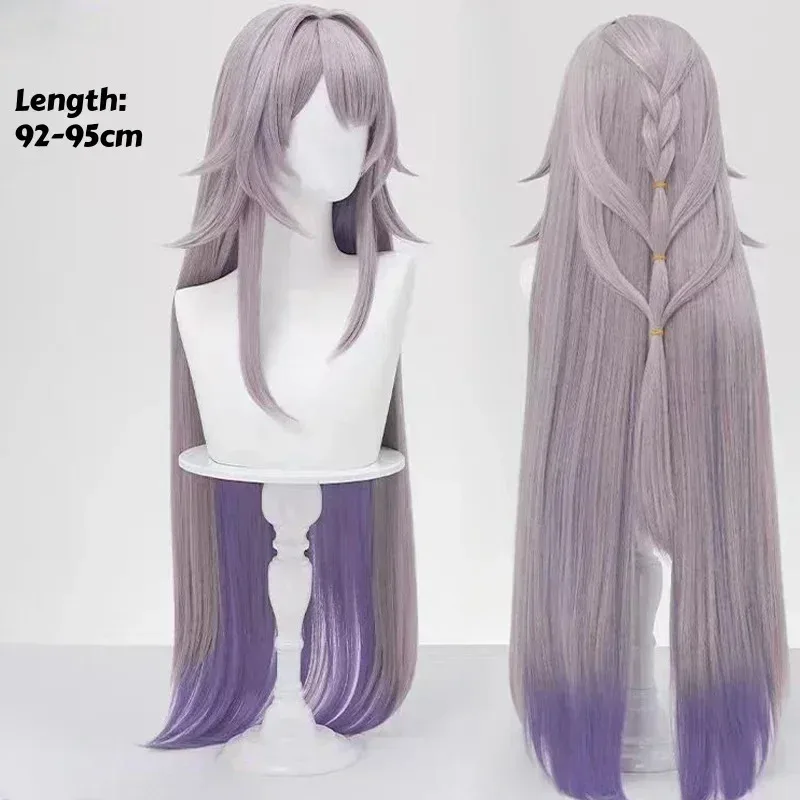 The Herta Cosplay Wig 95 cm Long Straight Mixed Purple Cosplay Wig Anime Heat Resistant Cosplay Wig