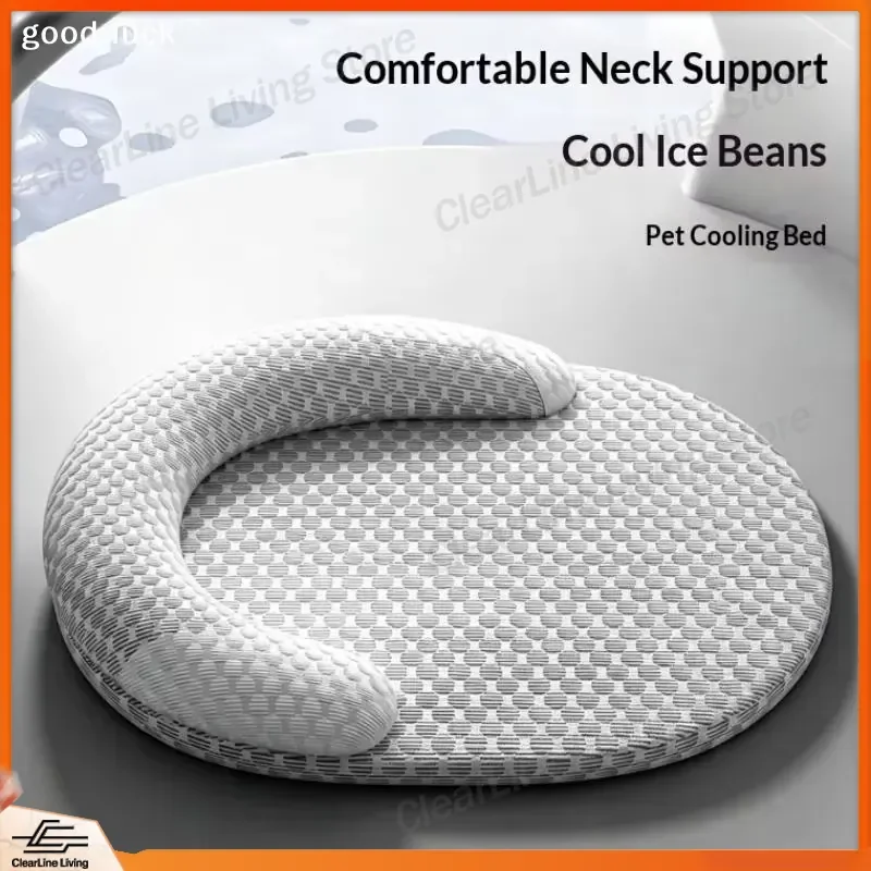 Cooling Cat Bed Summer Ice Silk Mat Oval Pet Nest Breathable Heat Dissipation Pad for Small Medium Large Dogs Cats Anti Slip