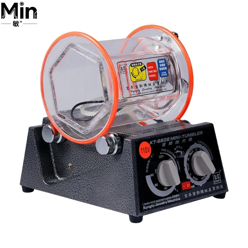 KT6808 3kg Capacity Mini Rotary Jewelry Tumbler Polishing Machine Small Rotary Tumbler for Jewelry Surface Polishing Processing