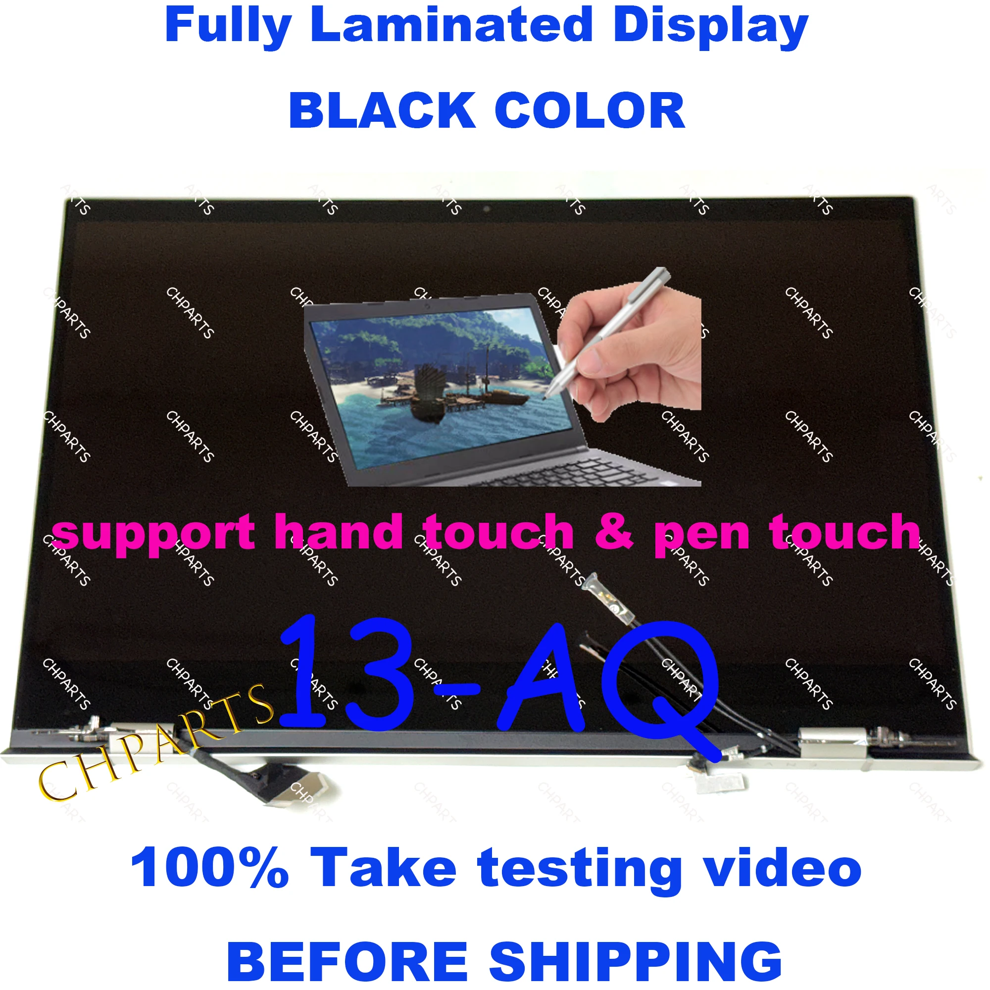 L53367-001 13.3“ For HP Envy 13-aq 13 aq 13t-aq LCD Touch Screen Replacement Complete Assembly with Hinges TPN-W144