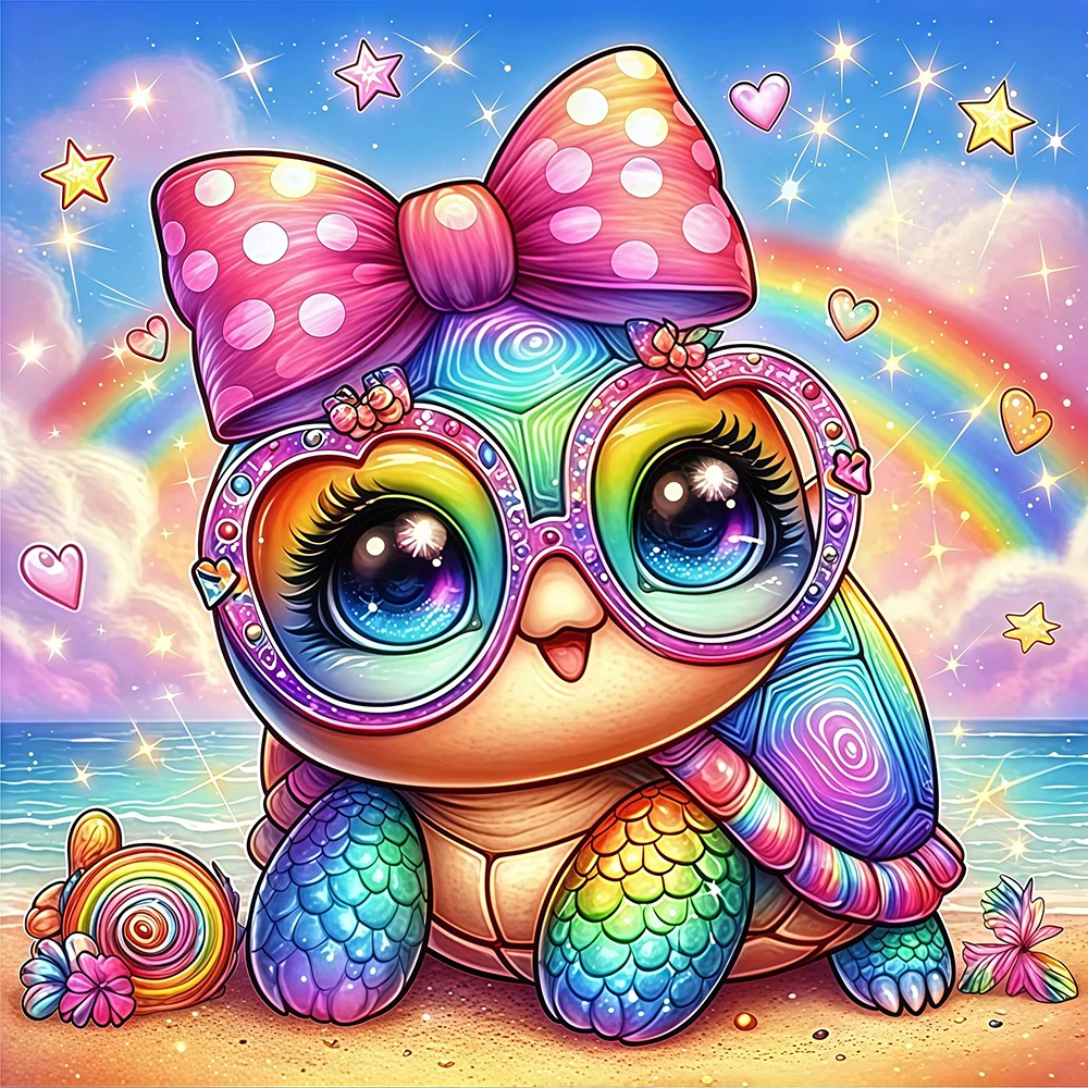 EverShine Diamant-Malerei Schildkröte DIY Vollflächige Stickerei Strand-Mosaik Cartoon-Tier Kreatives Freizeit-Handarbeitsgeschenk