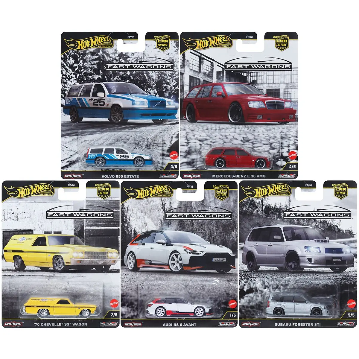 

Hot Wheels CAR CULTURE FAST WAGONS Audi RS 6 Avant MERCEDES-BENZ E 36 AMG 1/64 Metal Die-cast Model Toy Vehicles FPY86