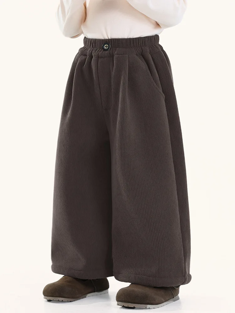 

Children' Clothes Boy Winter Corduroy Pant New Thick Warm Toddler Boy Casual Fleece Trouser Korean Velet 3-8Y Boy Wide Leg Pant