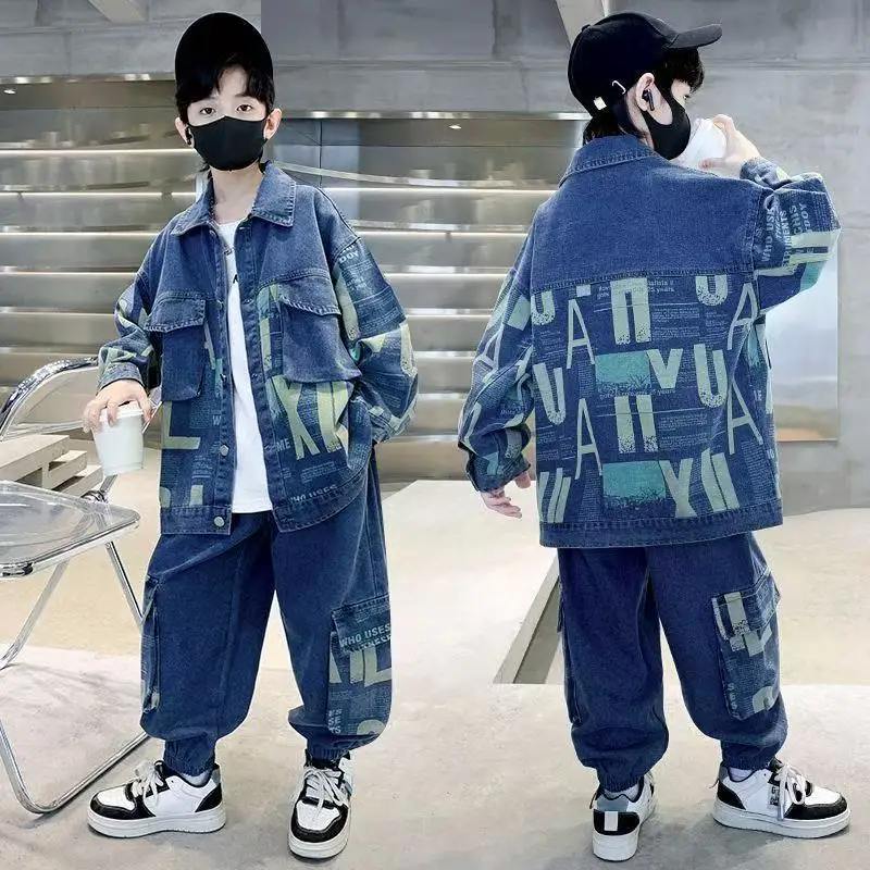 

Kids Denim JacketsBoys' Denim Suit Spring Outfit 2026 Spring Autumn New Style Children's Jacket And Pant Boys Two-piece Set