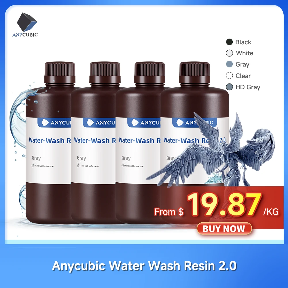 Anycubic Resina per lavaggio ad acqua Stampanti 3D Resina lavabile in acqua 365-405nm per LCD DLP Photon M3 Plus Max 7K mono 6K Stampa