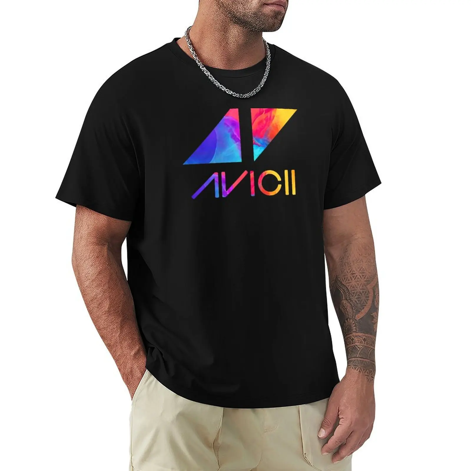 avicii text and logo colorful T-Shirt cheap stuff baggy shirts anime tshirt compression shirt men