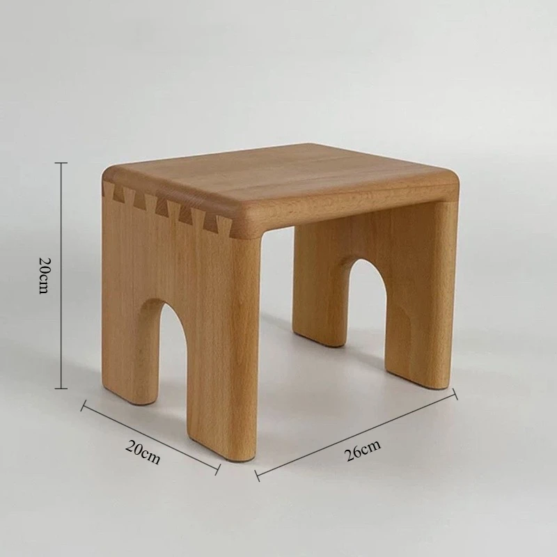 Tabouret nordique en bois, pouf rectangulaire, repose-pieds moderne, petit repose-pieds esthétique, meubles d'intérieur pour salon