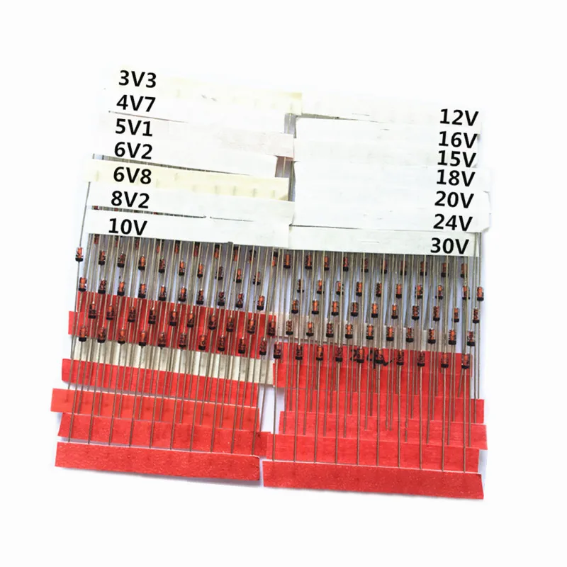 1/2w 0.5W Zener Diode 3.3-30V 14values*10pcs=140pcs  Assorted Assortment Set New electronic diy kit