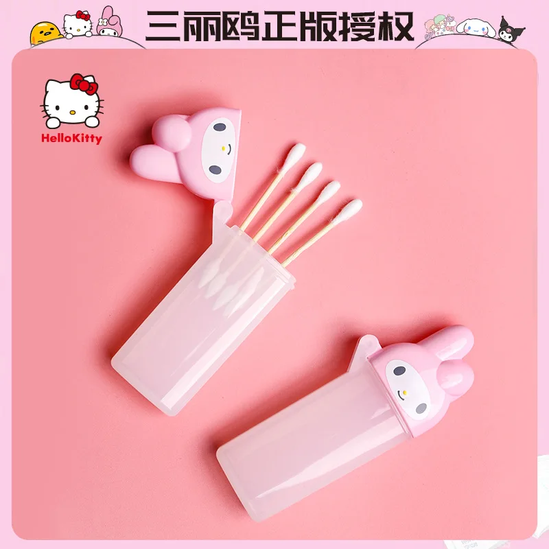 Sanrio Kitty Melody Portable Band-Aid Storage Case Cosmetic Storage Transparent Toothpick Cotton Swab Storage Case