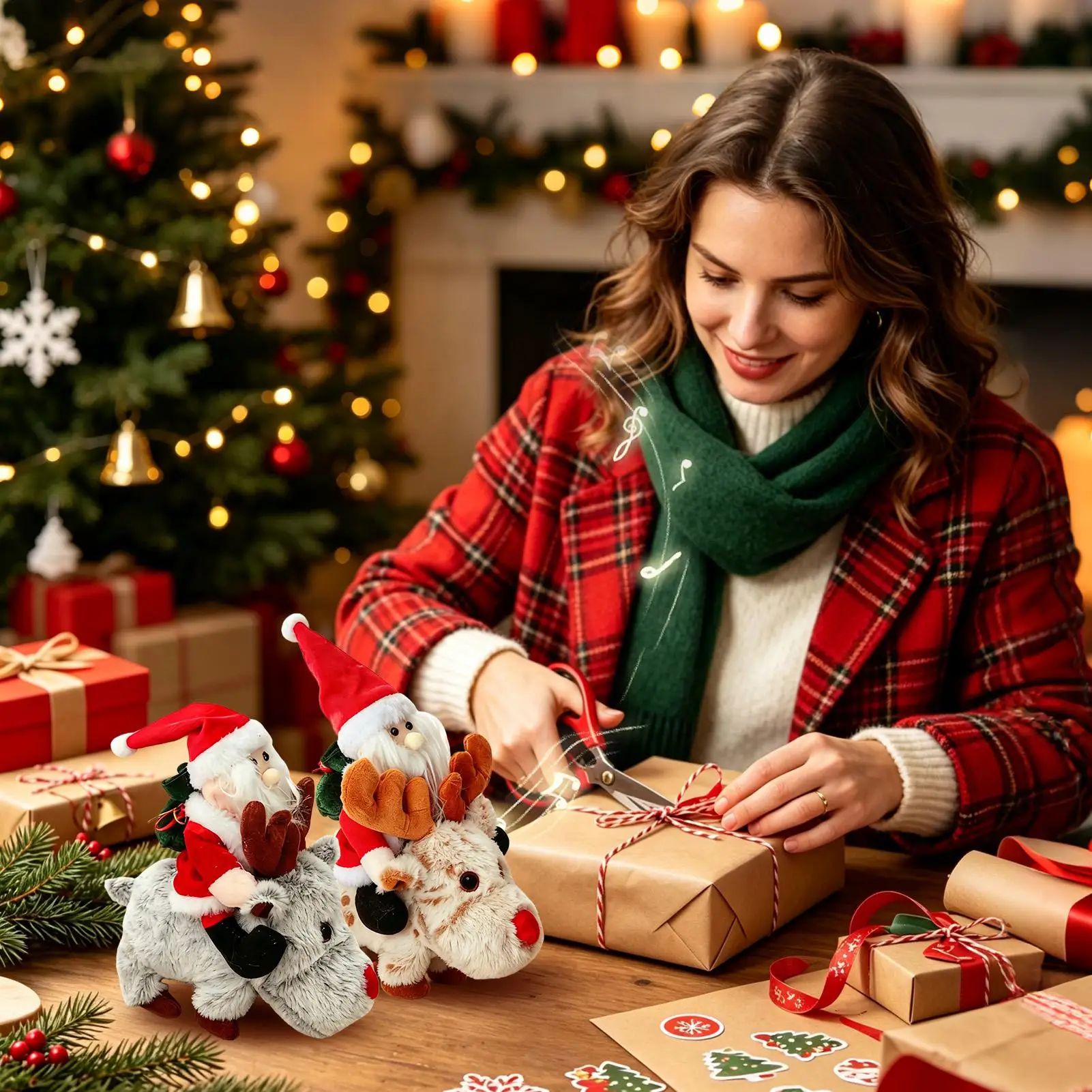 Electric Claus Toys Interactive Electric Figure Dolls With Music Santa Claus Music For Kid Boy Girls Holiday Winter Home Indoor
