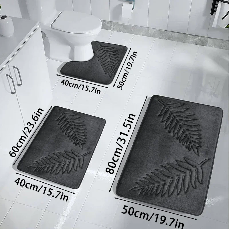 Juego de 3 uds de alfombrillas de baño antideslizantes suaves de secado rápido alfombras suaves de baño de absorción de agua alfombra de baño rápida de secado lavable a máquina para el suelo del hogar