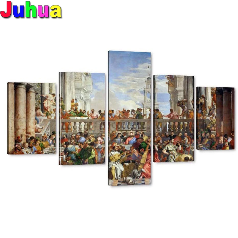 

Catholic Church diamond painting full square Mosaic Diamond 5 Pcs/set 5d diy diamond embroidery Vintage Famous religion pictures