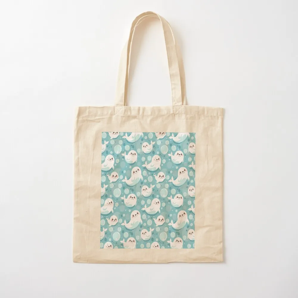 Seal Blue Stars Pattern Tote Bag Large bags for women large tote bag custom fabric bag