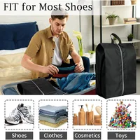 3PCS Travel Shoe Storage Pouch Waterproof Fabric Zipper Handbag Portable Dust‑proof Shoes Organizer Bag For Home Business Trip 4