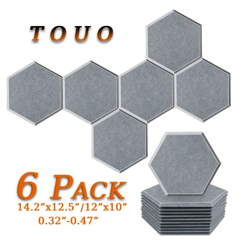 

TOUO Acustic Panel 6 Pcs Insulation Absorcion Material Door Seal Strip Soundproof Wall Panel Studio Sound Absorbing Panel