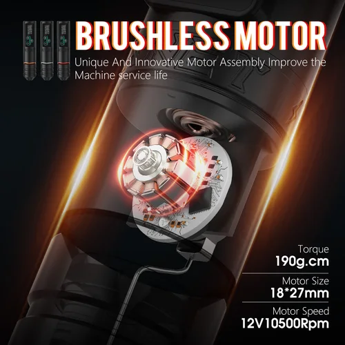 Imagen 2 del producto XNET-máquina de tatuaje inalámbrica con paletas, potente Motor sin escobillas con pantalla táctil, capacidad de batería de 2400mAh para artistas de tatuajes