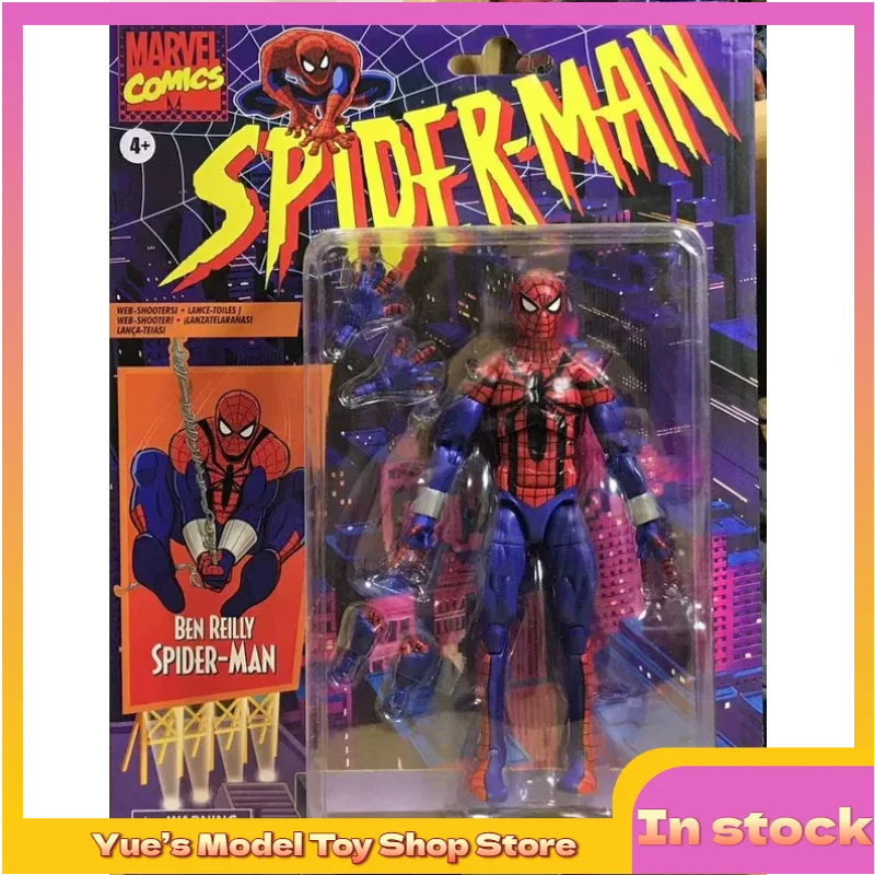 

[In Stock]Hasbro Marvel Retro Hanging Card Ben Riley Scarlet Spider-Man 6-inch Action Figure Animation Model Toy Collection Gift