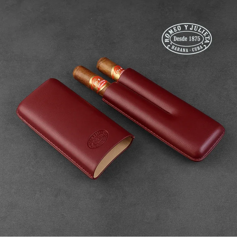 Genuine Leather Cigar Tube Cuba Cigar Box Romeo 2-Pack Portable Cigar Case Personalized Moisturizing Smoking Accessories