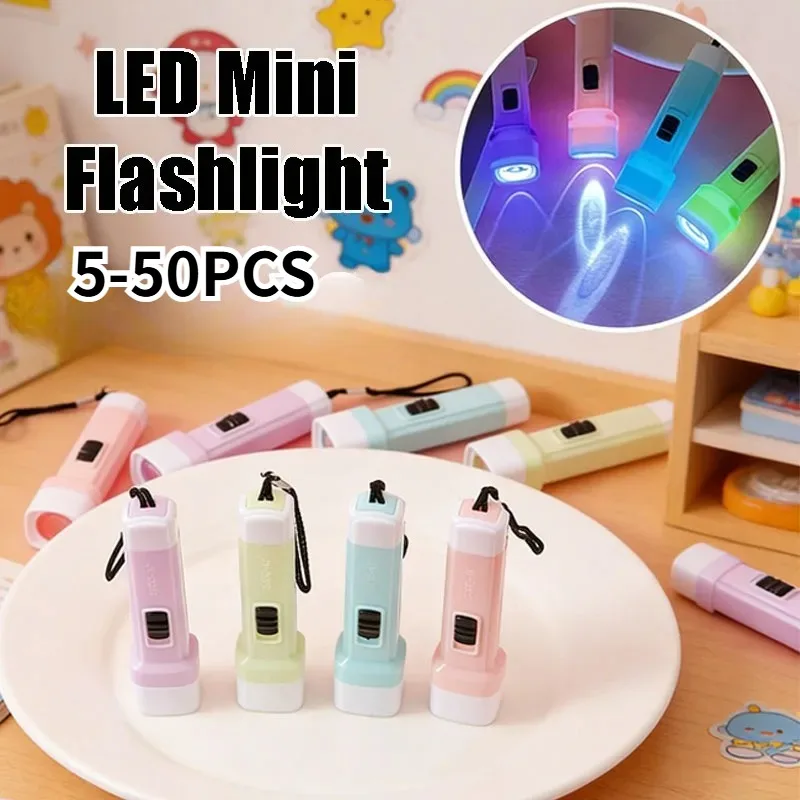 5-50PCS Bright Jelly Color Small Flashlight Strong Light LED Torch Practical Home Appliance Mini Gift for Outdoor Camping