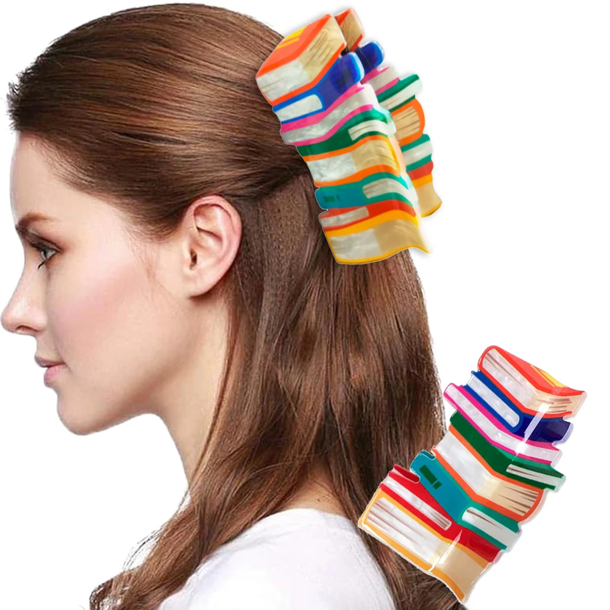 

Book Hair Clips Back to Hair Clips for Thin Hair Funny Teacher Hair Jaw Barrettes Cute Hair Accessories
