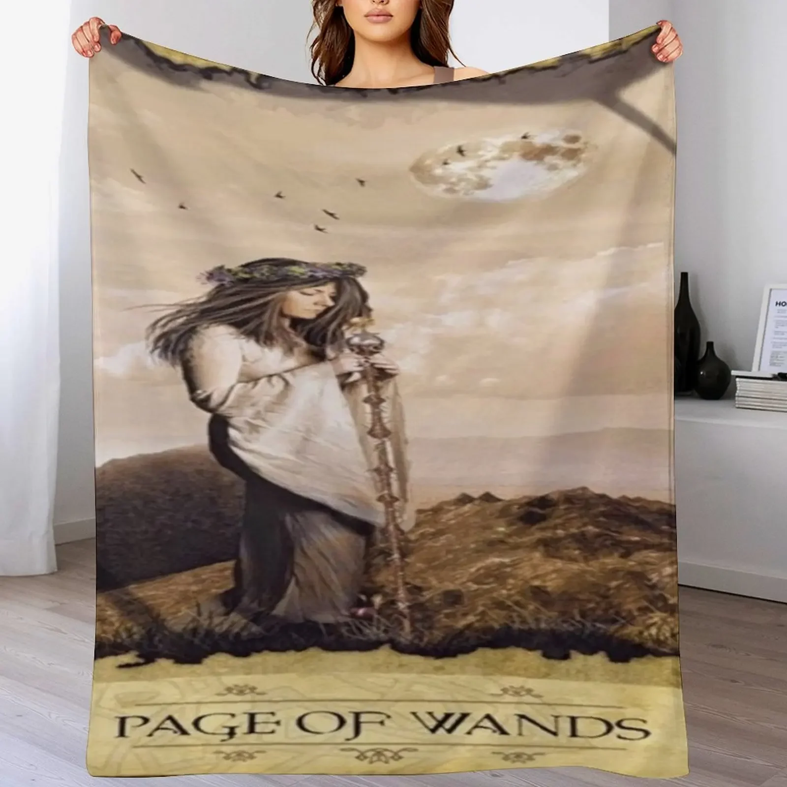 Page of Wands Tarot Card DreamscapesbyTeresa Throw Blanket Luxury Designer blankets ands Tourist Loose Blankets